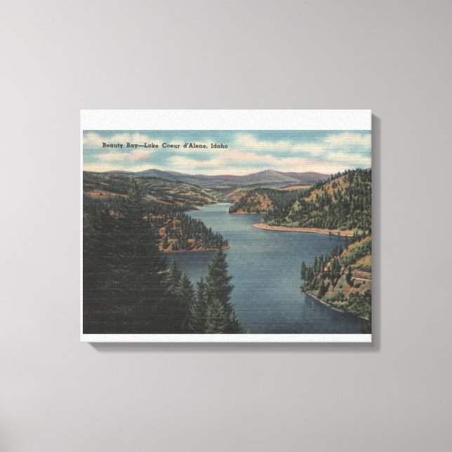 Coeur d'Alene, ID - View of Beauty Bay Canvastryck (Framsida)