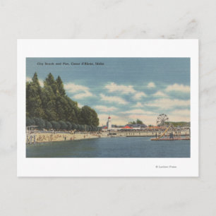 Coeur d'Alene, ID - View of City Beach & Pier Vykort