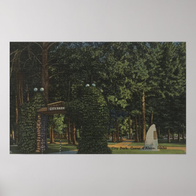 Coeur d'Alene, ID - View of City Park Poster (Framsidan)
