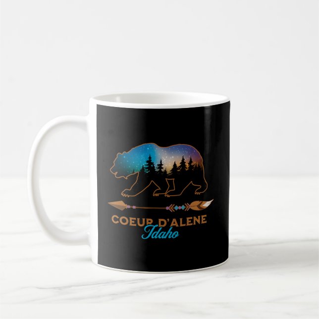 Coeur d'Alene Idaho Bear Starry Nattresur Kaffemugg (Vänster)