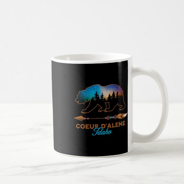 Coeur D'alene Idaho Bear Starry Night Travel Souve Kaffemugg (Höger)