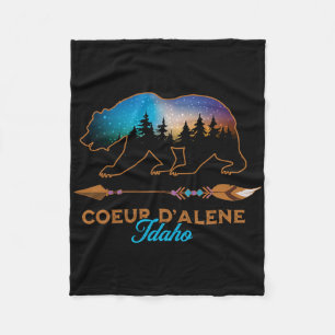Coeur D'alene Idaho Björn Stjärnklar Natt Resa Min Fleecefilt