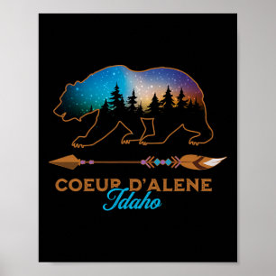 Coeur D'alene Idaho Björn Stjärnklar Natt Resa Min Poster