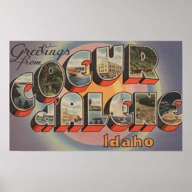 Coeur d'Alene, Idaho - Large Brev Scenes Poster (Framsidan)