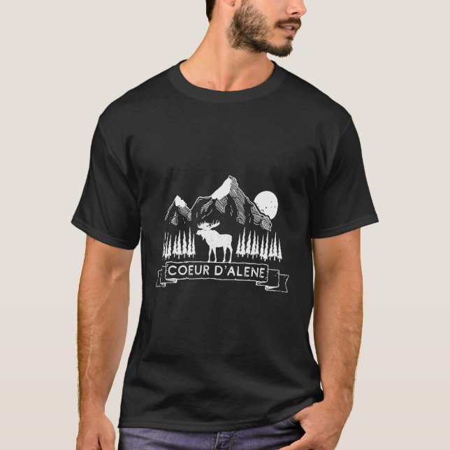 Coeur D'Alene Idaho Mountain Moose Gift Coeur D'Al T Shirt (Framsida)