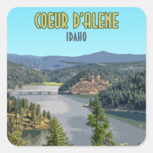 Coeur d'Alene Idaho Souvenir Fyrkantigt Klistermärke