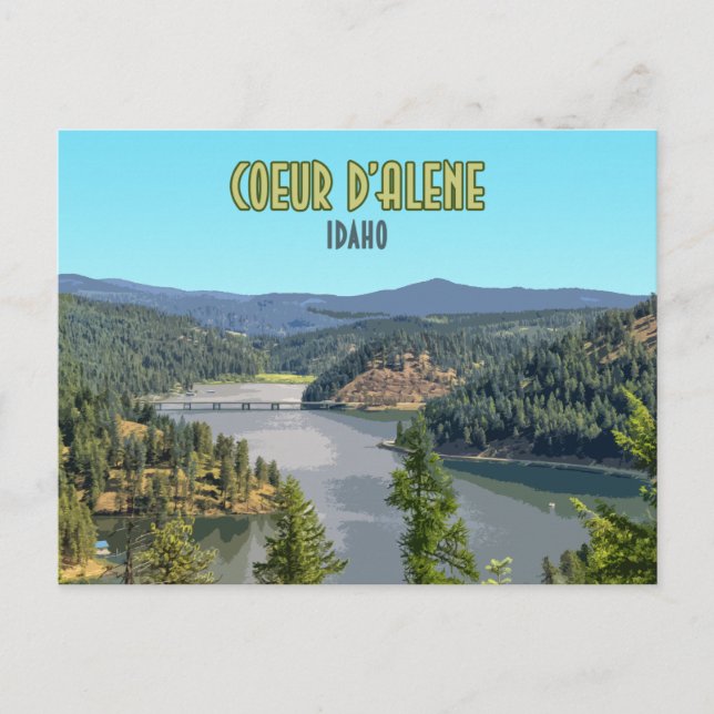 Coeur d'Alene Idaho Souvenir Vykort (Framsida)