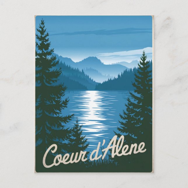 Coeur d'Alene Idaho Vykort (Framsida)