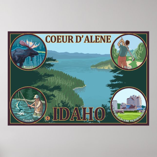 Coeur D'Alene, IdahoScenia Travel Poster (Framsidan)