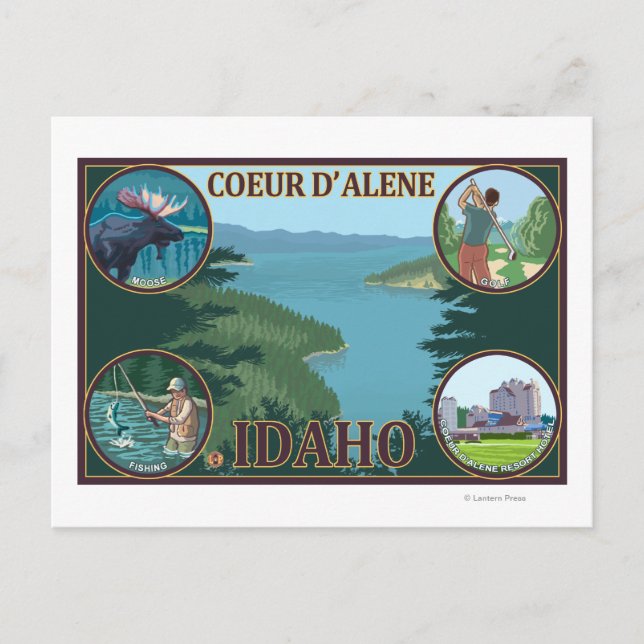 Coeur D'Alene, IdahoScenia Travel Poster Vykort (Framsida)