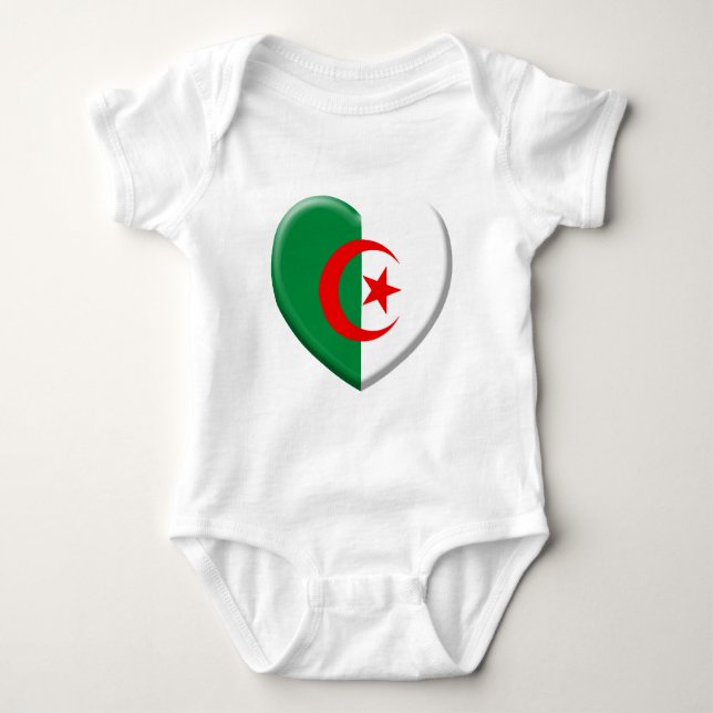 Coeur drapeau Algérie love Tee Shirt (Framsida)