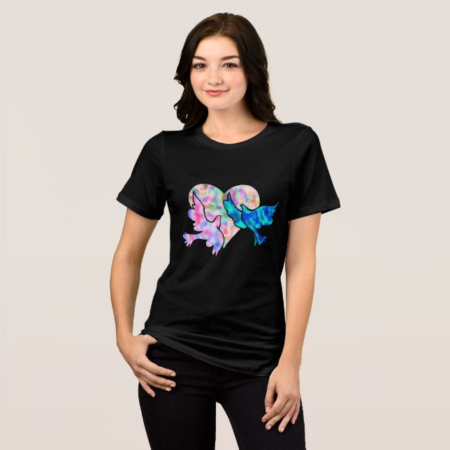 Coeur entourer de pigeon t shirt (Framsida Full)