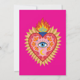 Cœur Sacré Mexicain avec Œil Protecteur et Flamme  Inbjudningar