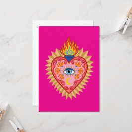 Cœur Sacré Mexicain avec Œil Protecteur et Flamme Inbjudningar