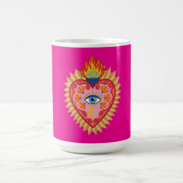 Cœur Sacré Mexicain avec Œil Protecteur et Flamme Kaffemugg