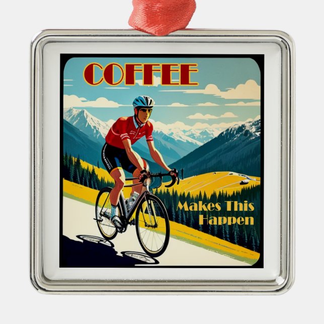 Coffe gör att detta händer Cykling Julgransprydnad Metall (Framsidan)