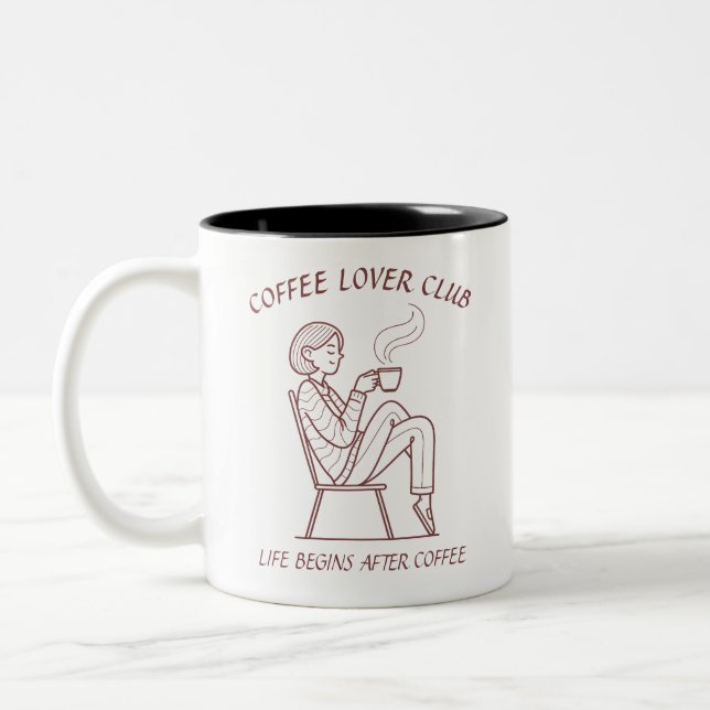 Coffe Lover Club: Livet Börjar Efter Kaffet Två-Tonad Mugg (Vänster)