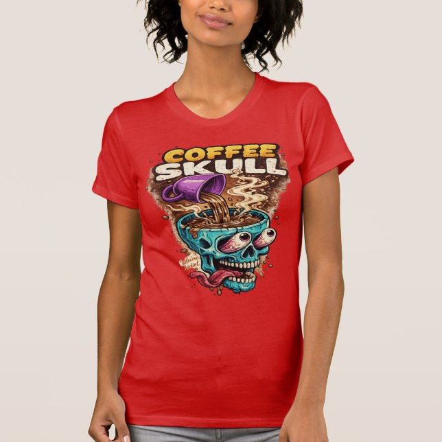 Coffe Skull Dam T-Shirt  (Framsida)