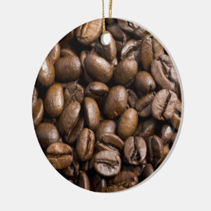 Coffee Älskare Beans Brown Background Julgransprydnad Keramik