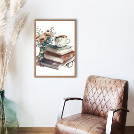 Coffee Älskare Boho Blommigt Watercolor Grönt Brow Poster