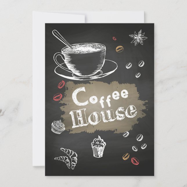 Coffee Älskare Coffee house Blackboard Inbjudningar (Framsida)