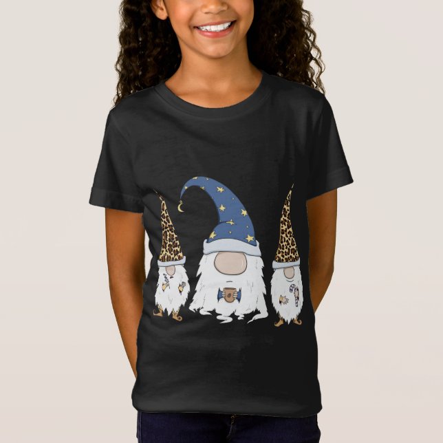 Coffee Älskare Cute Gnomes Leopard C T Shirt (Framsida)