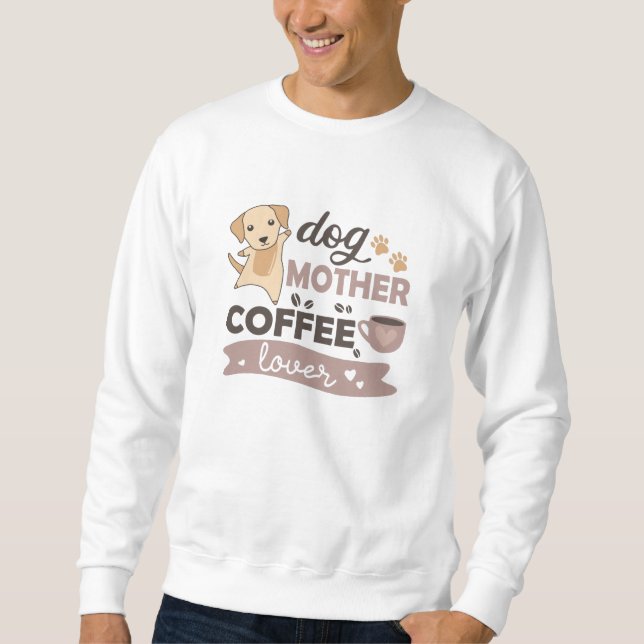 Coffee Älskare Cute Hund i hund Lång Ärmad Tröja (Framsida)
