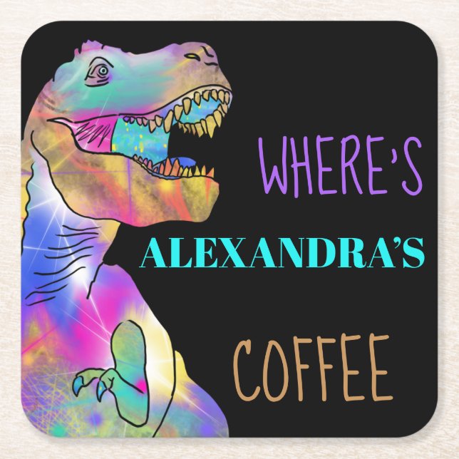 Coffee älskare Funny Dinosaur-citat Underlägg Papper Kvadrat (Framsidan)