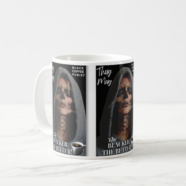 Coffee Älskare Gift - Black Coffee Always Best Kaffemugg (Framsida vänster)