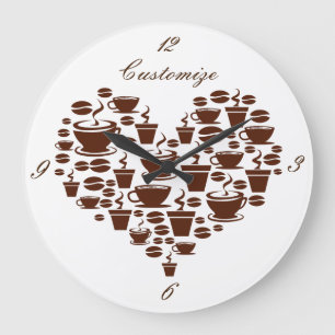 Coffee Älskare Heart Thunder_Cove Stor Klocka
