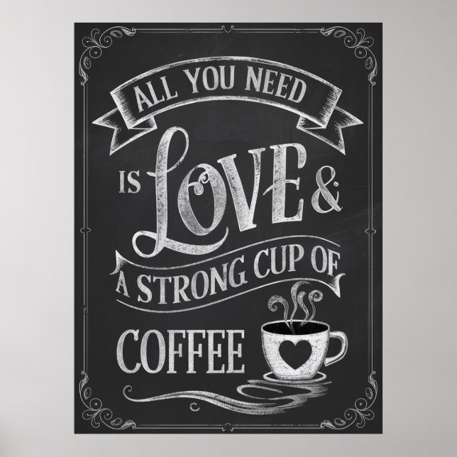 COFFEE ÄLSKARE KITCHEN CHALKBOARD POSTER (Framsidan)