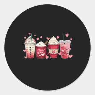 Coffee Älskare Kopp latte Iced Cream Valentines da Runt Klistermärke