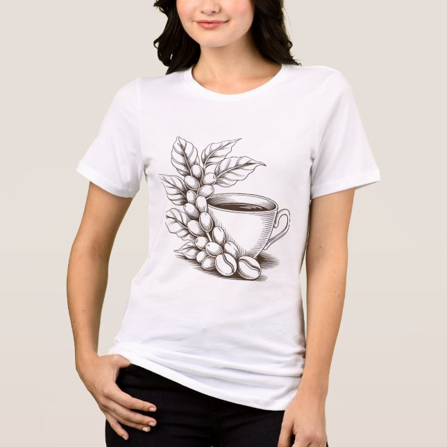 Coffee Älskare Line Art T-Shirt - Breed Mood (Framsida)