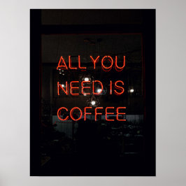 COFFEE ÄLSKARE QUOTE RED BLACK POSTER