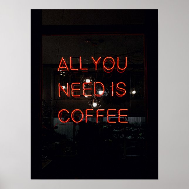 COFFEE ÄLSKARE QUOTE RED BLACK POSTER (Framsidan)