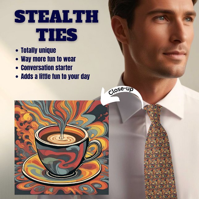 Coffee Älskare Stealth men Groovy Neck Tie Slips (Skapare uppladdad)