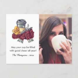 Coffee Älskare under jul Cheer Hälsning Photo Meddelande Vykort