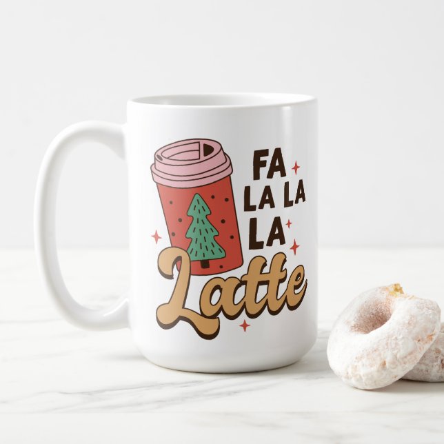 Coffee Älskare under jul Fa La La La Latte Kaffemugg (Med munk)