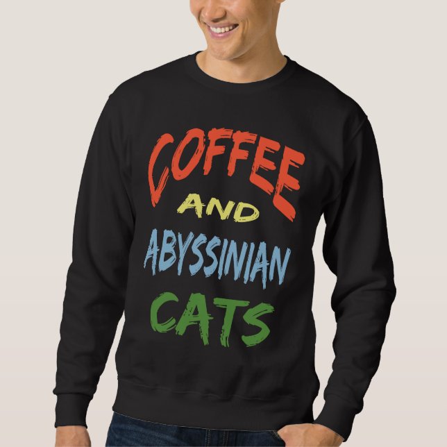 Coffee and Abyssinian Cats For Abyssinian Cat Lång Ärmad Tröja (Framsida)