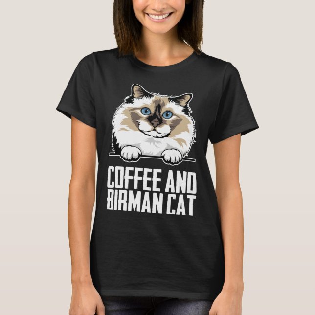 Coffee and birman cat t shirt (Framsida)
