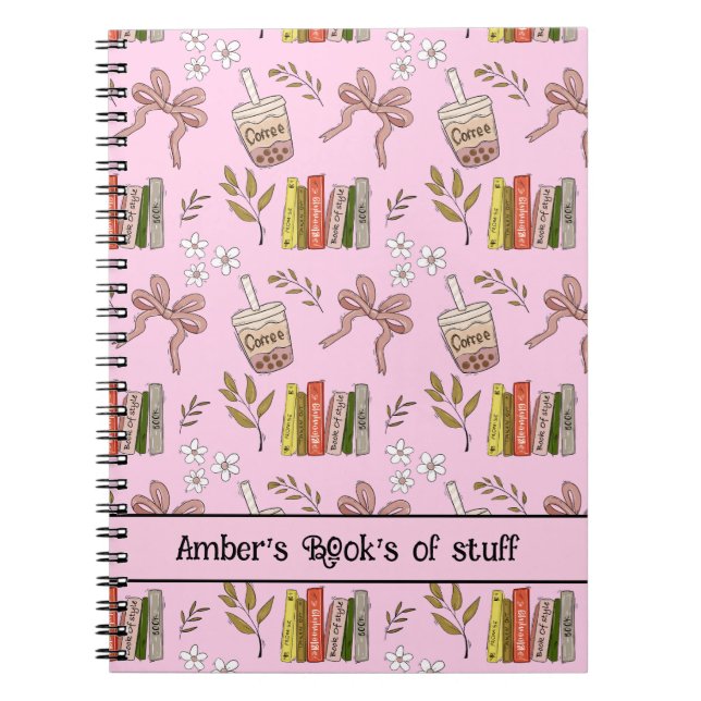 Coffee and Books Pattern Notebook | Cozy Reader  Anteckningsbok (Framsidan)