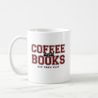 Coffee and Books Sip Then Flip Bookworm Maroon Kaffemugg