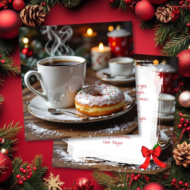 Coffee and Christmas Donuts Festive Poem Julkort (Skapare uppladdad)