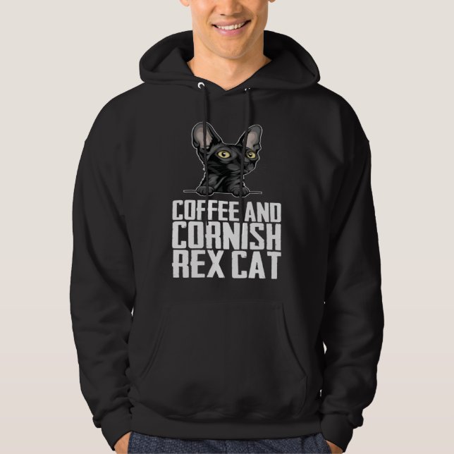 Coffee and cornish rex cat hoodie (Framsida)
