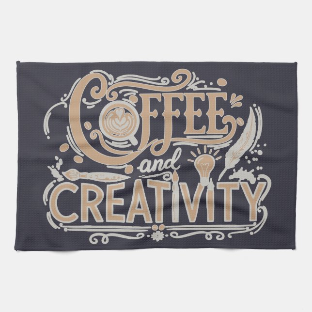 Coffee and Creativity Typography Kökshandduk (Horisontell)