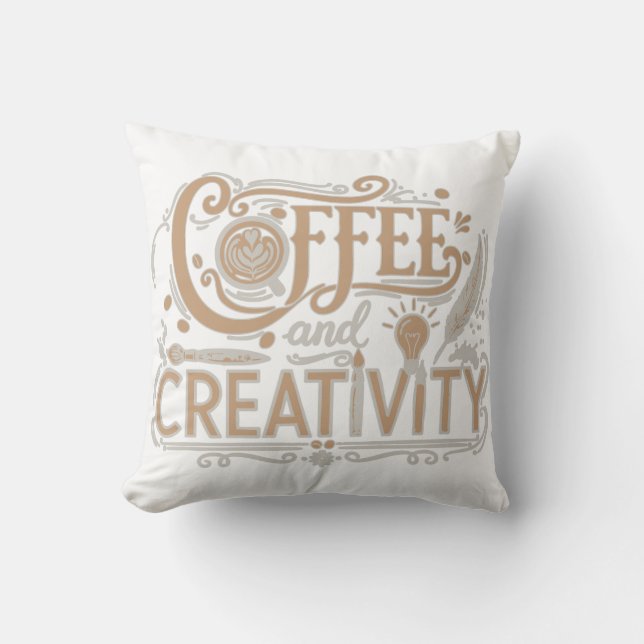 Coffee and Creativity Typography Kudde (Framsida)