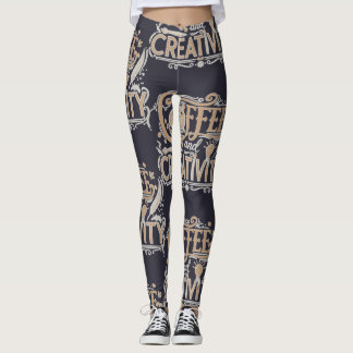 Coffee and Creativity Typography Leggings