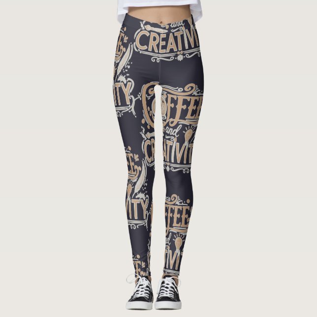Coffee and Creativity Typography Leggings (Framsida)