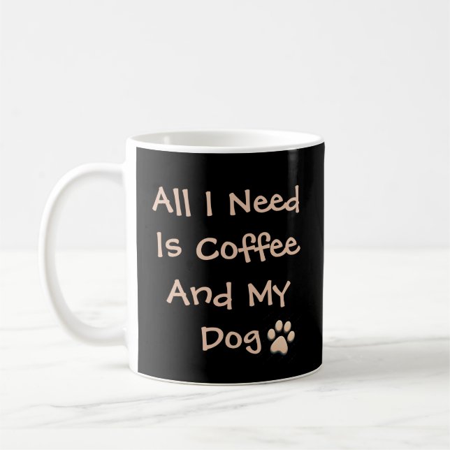 Coffee and Dog Lover Quote Minimal Design Kaffemugg (Vänster)