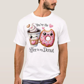 Coffee and Donut Kawaii Food Art T Shirt